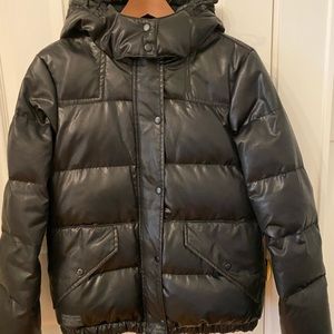 Saints Spitafields Womens Black Goose Down Puffer 'Discrete Jacket' Hood